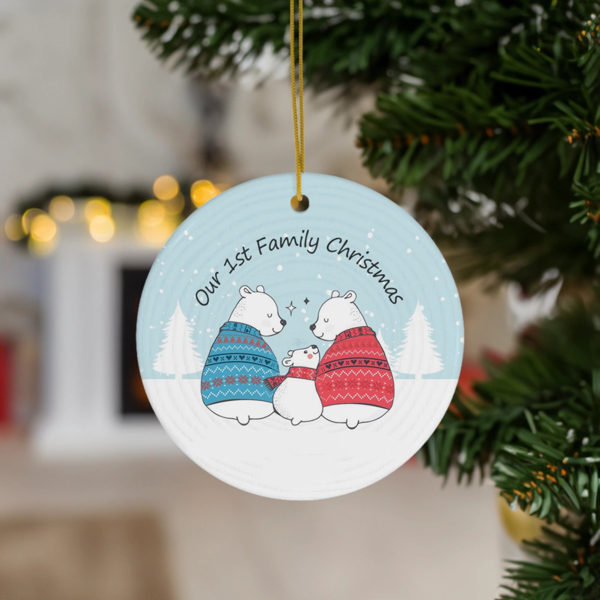 Our 1st Family Christmas | Cute Polar Bear Family | Ceramic Ornament