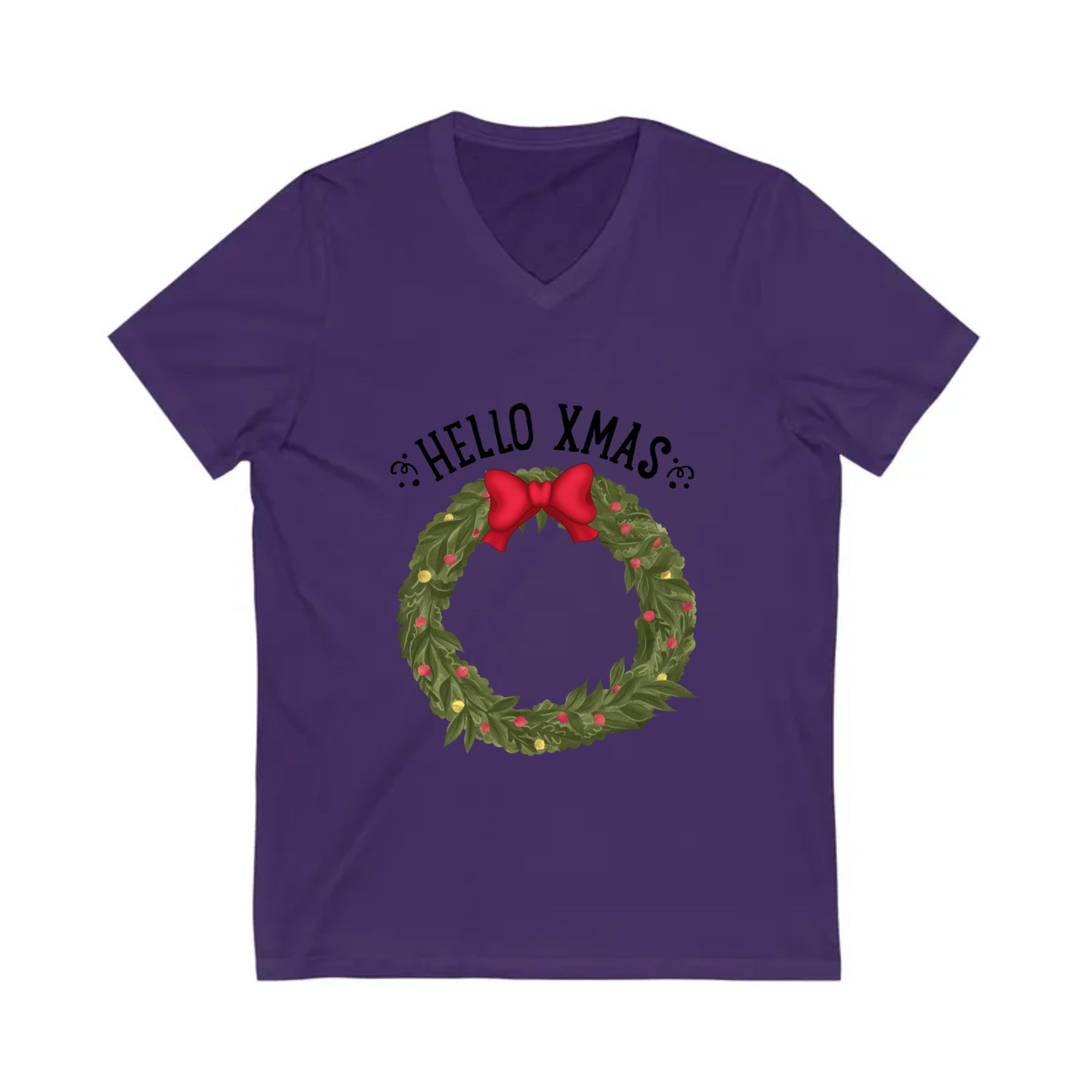 Hello XMAS | Unisex Jersey Short Sleeve V-Neck Tee