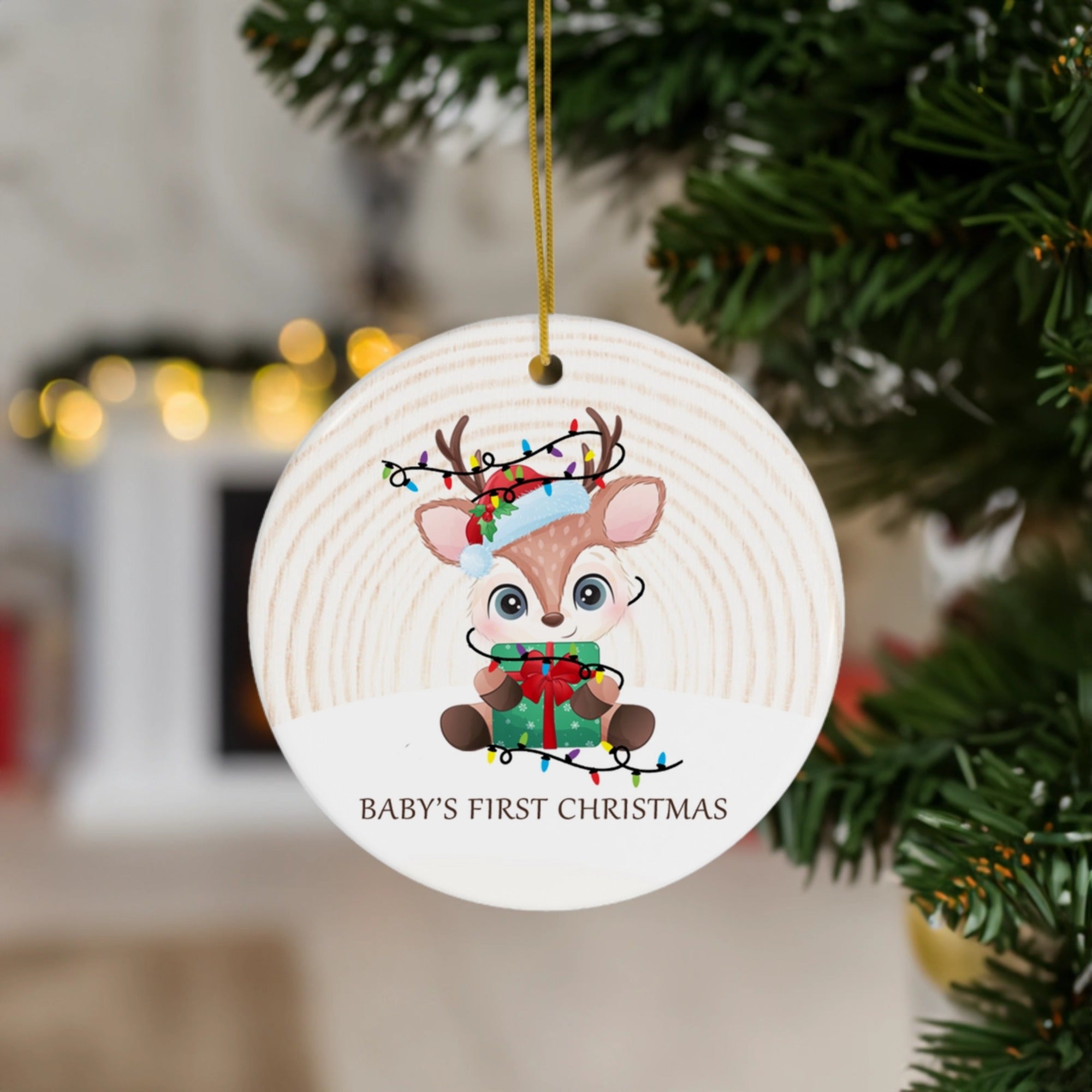 Baby's First Christmas  | Cute Reindeer | Ceramic Ornament