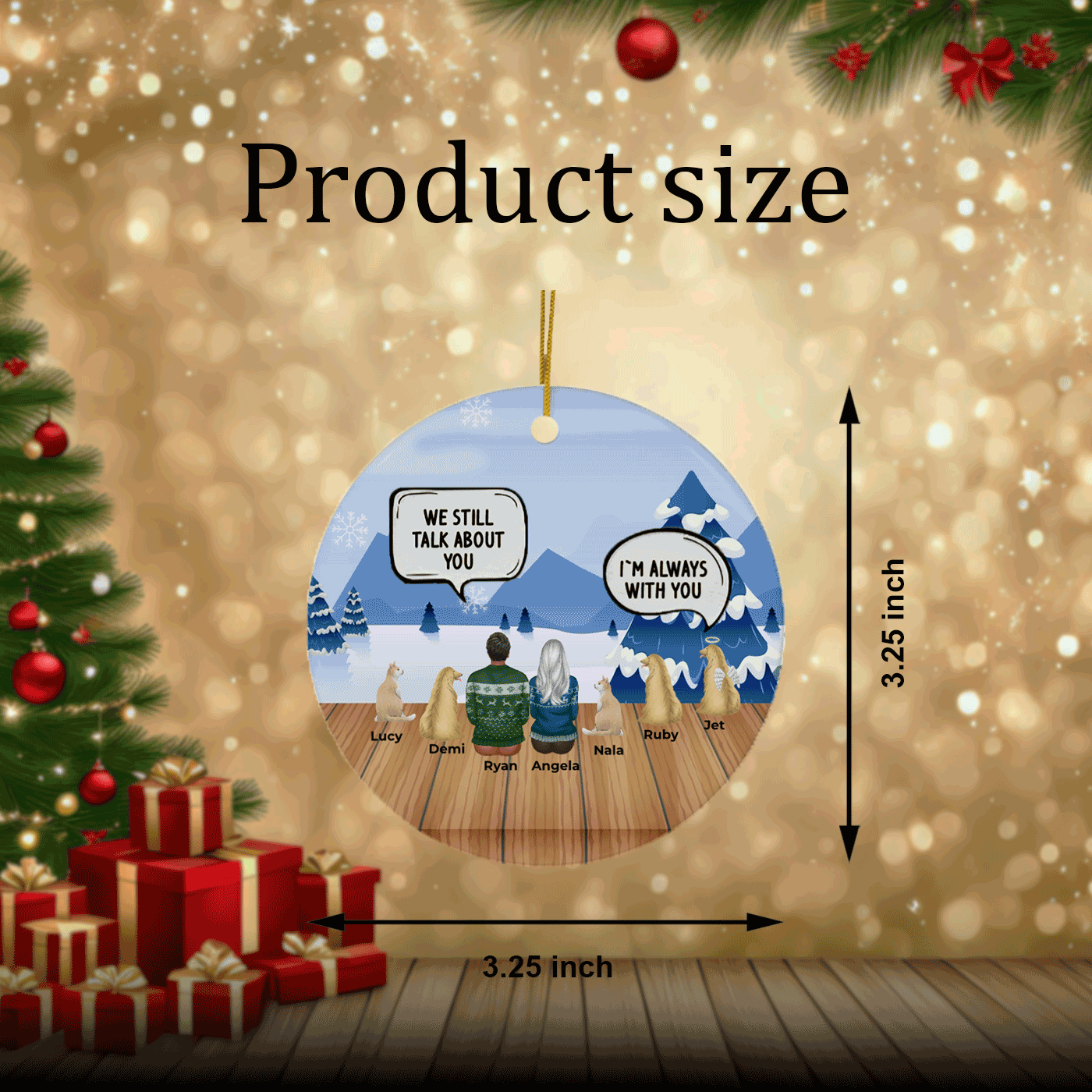 WANDER PRINT Personalized Christmas Circle Ceramic Ornament for Dog Lovers and Cat Lovers - Still Talk About You Couple Dog Loss Cat Loss Pet Memorial