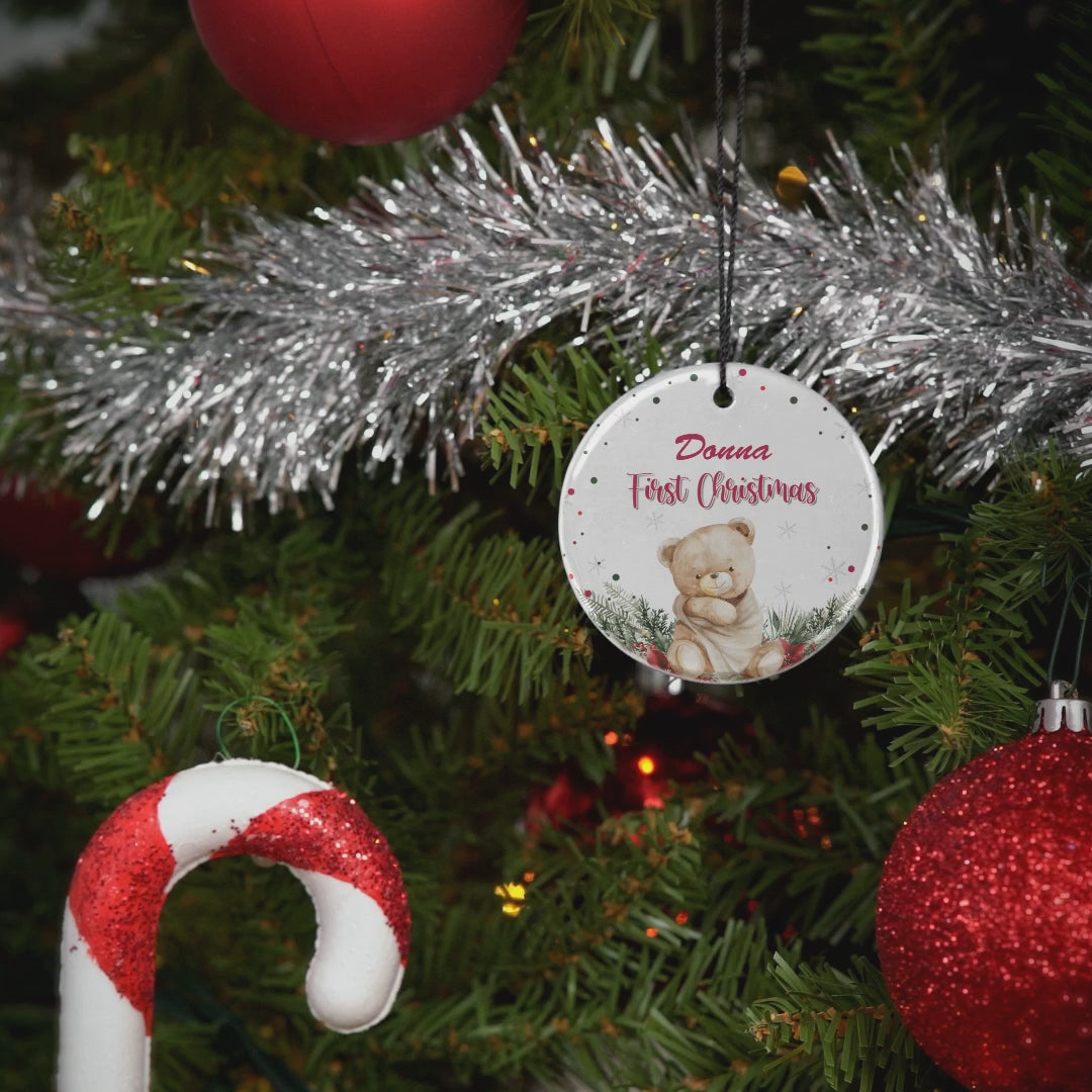 Baby's First Christmas Bear | Cute Holiday Keepsake for Newborn | Ceramic Ornament
