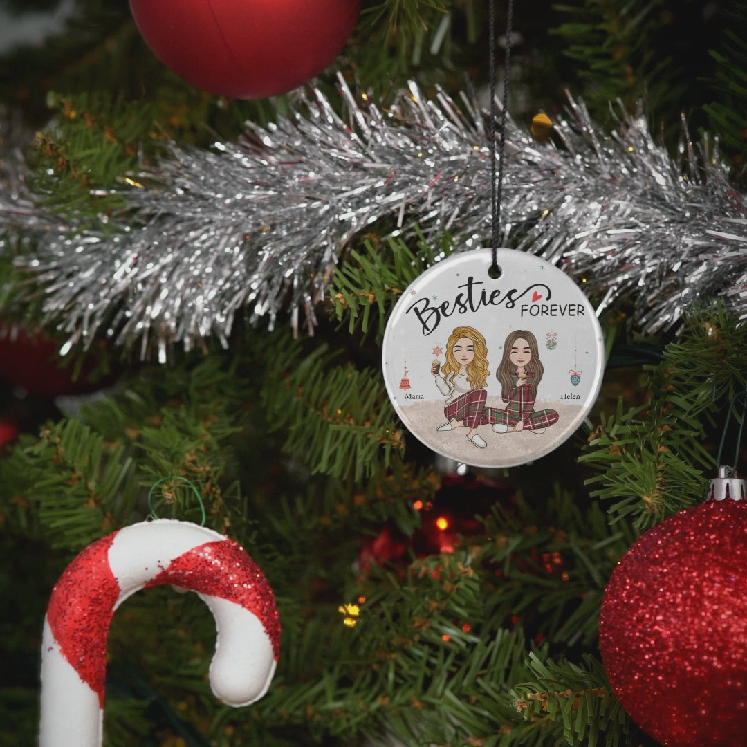 Besties Forever Christmas Art | Holiday Gift for Friends | Ceramic Ornament